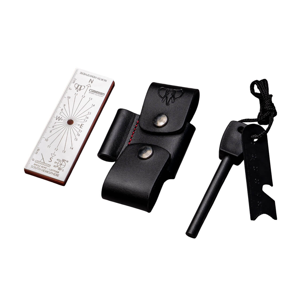 Acople de cuero negro y tela roja Cudeman con extras. 10 cm