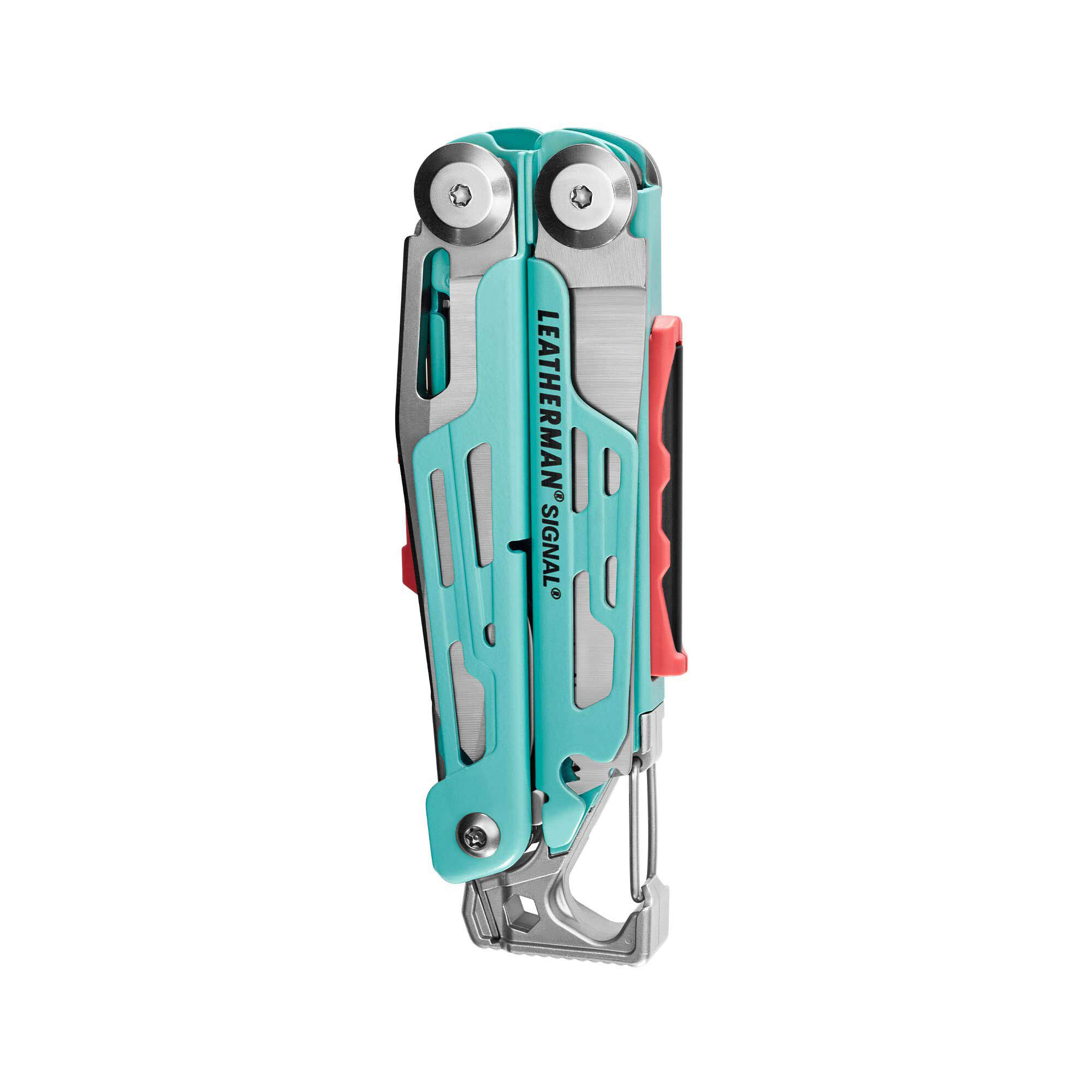 Alicate multiusos Leatherman Signal aqua y gris con funda de nylon negro