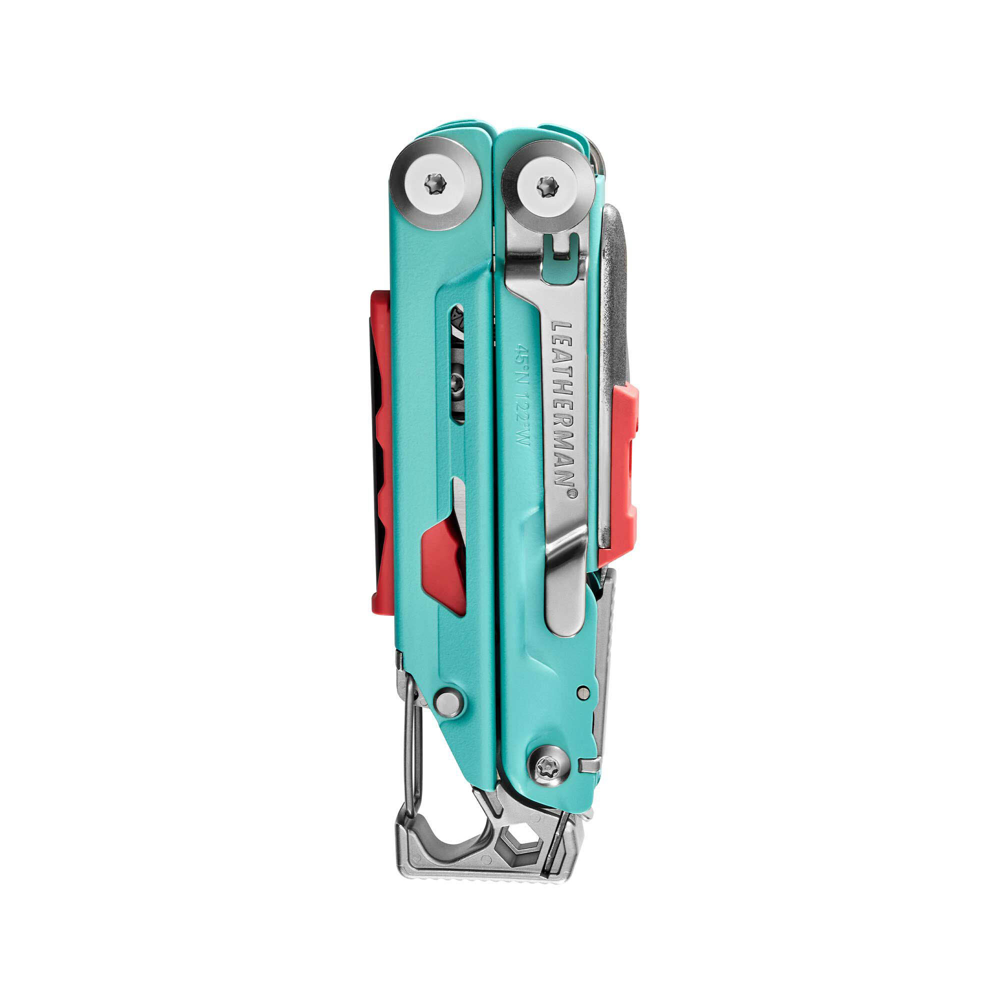 Alicate multiusos Leatherman Signal aqua y gris con funda de nylon negro