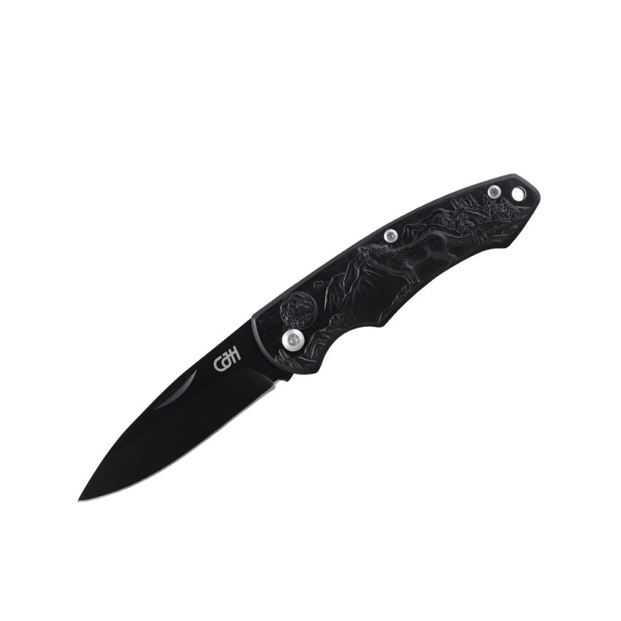 Navaja con mango de acero inoxidable negro slipjoint decorado con...