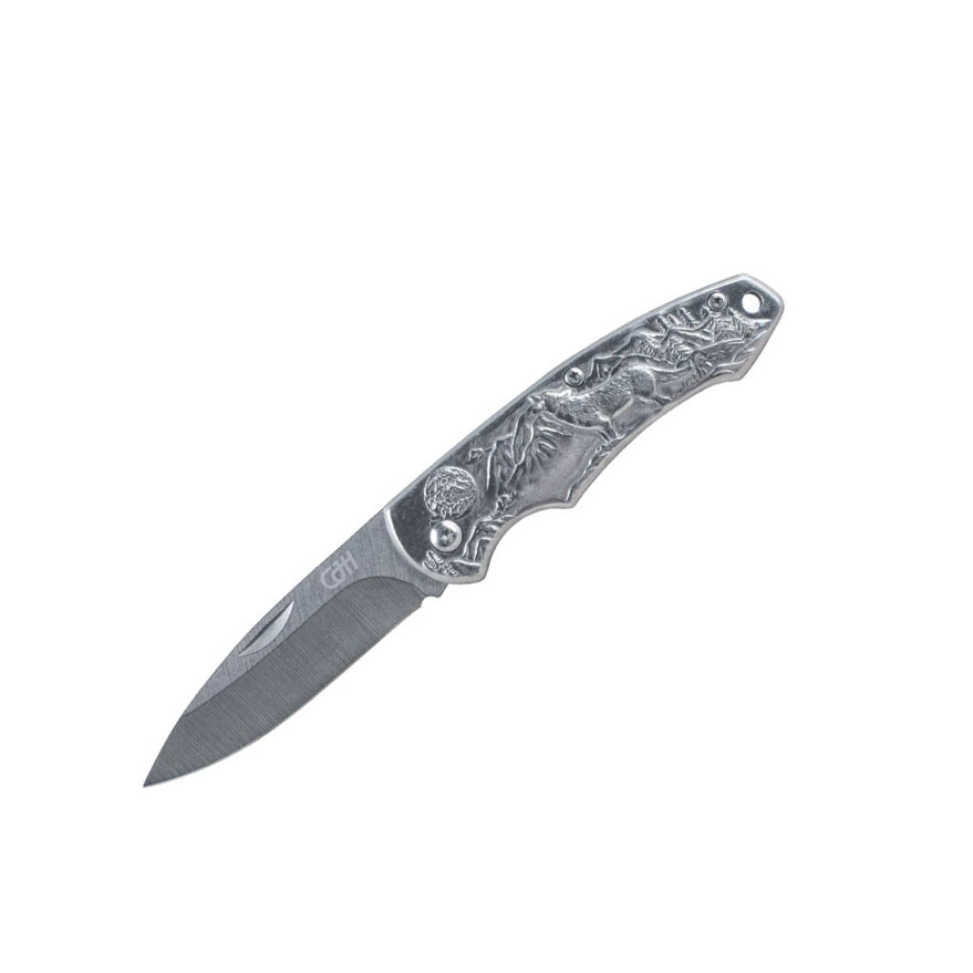 Navaja con mango de acero inoxidable gris slipjoint decorado con ...