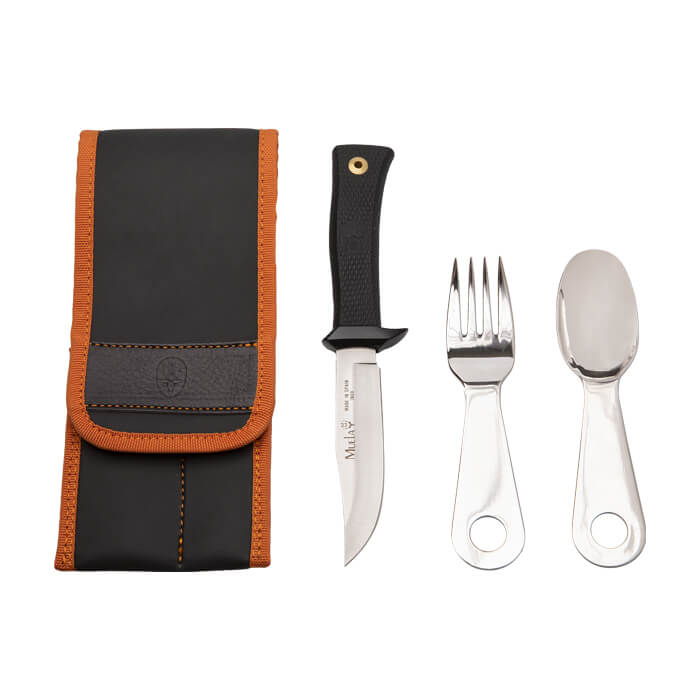 Set de cubiertos de camping con cuchillo y funda