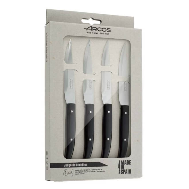 4 Cuchillos Chuleteros (Filo microserrado) Serie Steak Basic Arco...