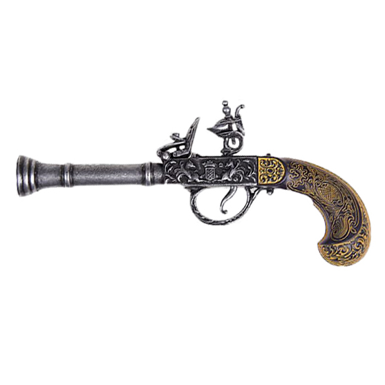 Réplica de uma pistola de pederneira antiga do século XVIII