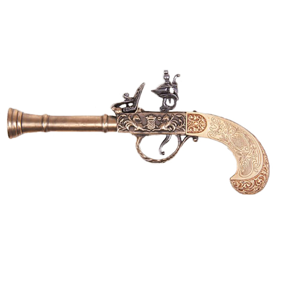 Réplica de uma pistola de pederneira antiga do século XVIII com a...