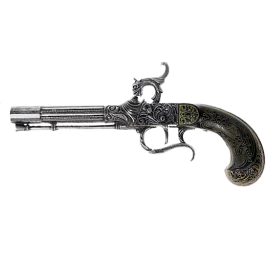 Replica Pistola de percussão do século XVIII com acabamento azula...