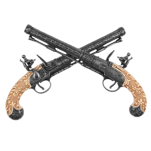 Réplicas de pistolas de duelo belgas do século XVIII