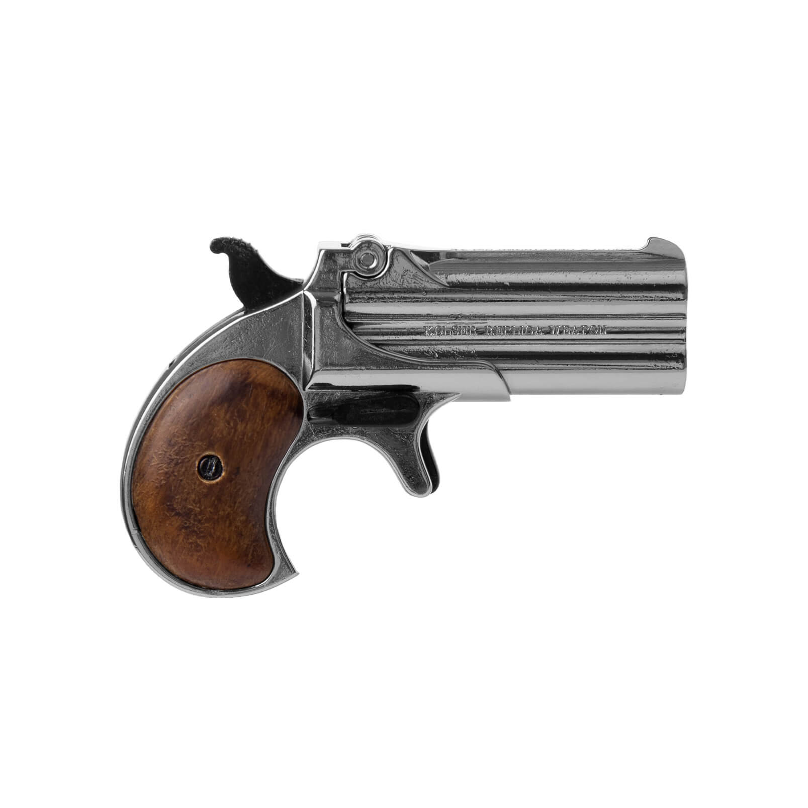 Réplica da Double Derringer Mod.95 em madeira e metal niquelado