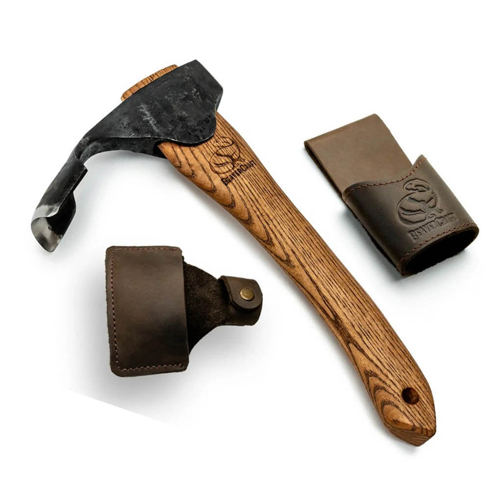 Hacha compacta AX2 con hoja curva y arqueada y mango de madera