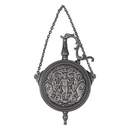 Caixa de pó de metal redonda com acabamento azulado