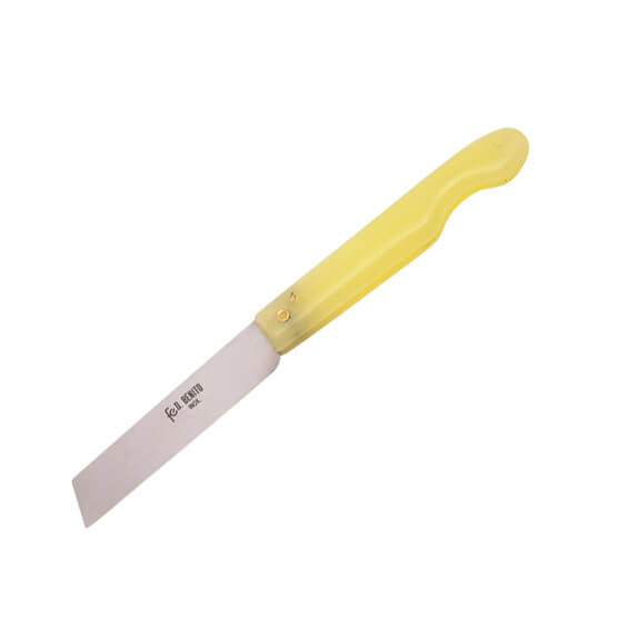 Navaja marinera con mango amarillo y hoja de 75 mm con punta cort...