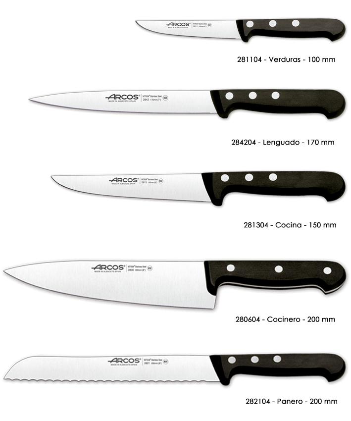 Bloco de cozinha com 5 facas Arcos Universal