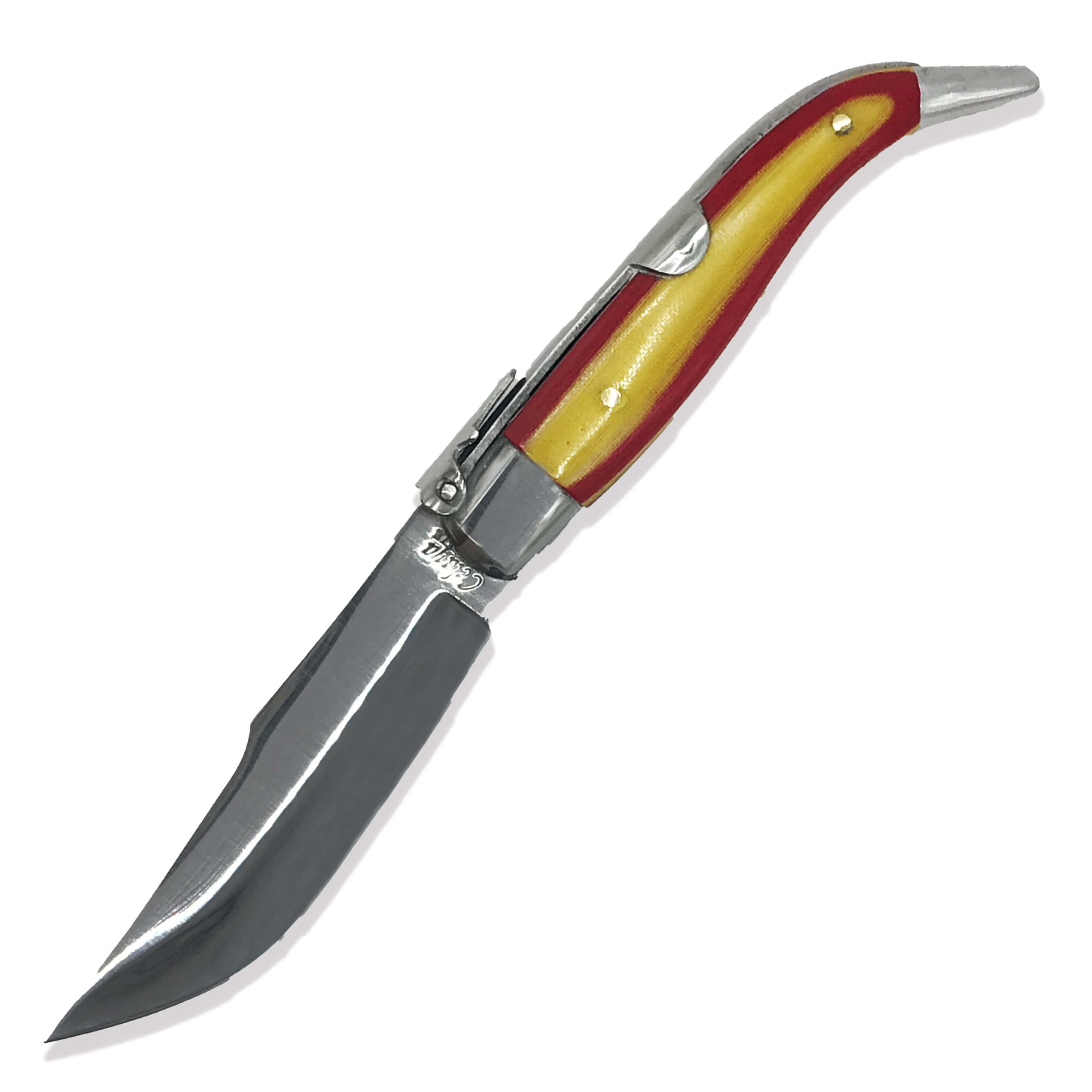 Navaja Celaya Albaceteña mango de micarta con la bandera de Españ...