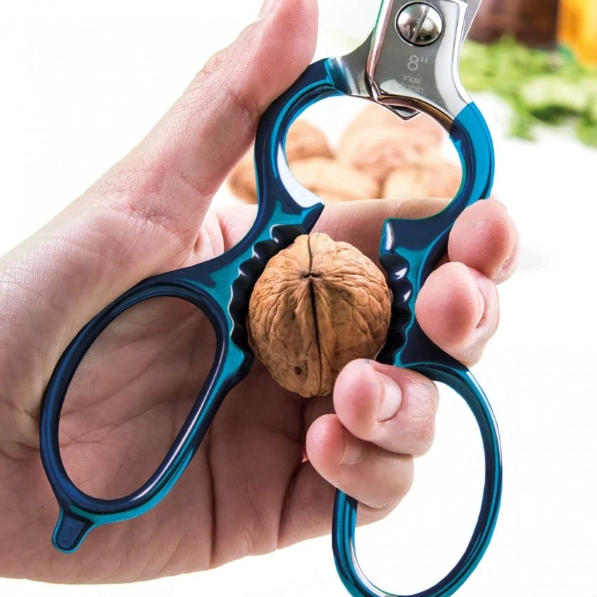 8-Zoll-Mehrzweck-Küchenschere aus Edelstahl mit blauem Griff