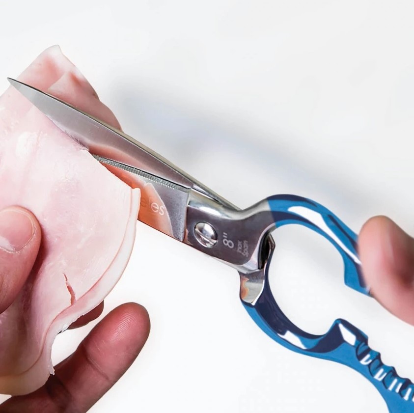 8-Zoll-Mehrzweck-Küchenschere aus Edelstahl mit blauem Griff