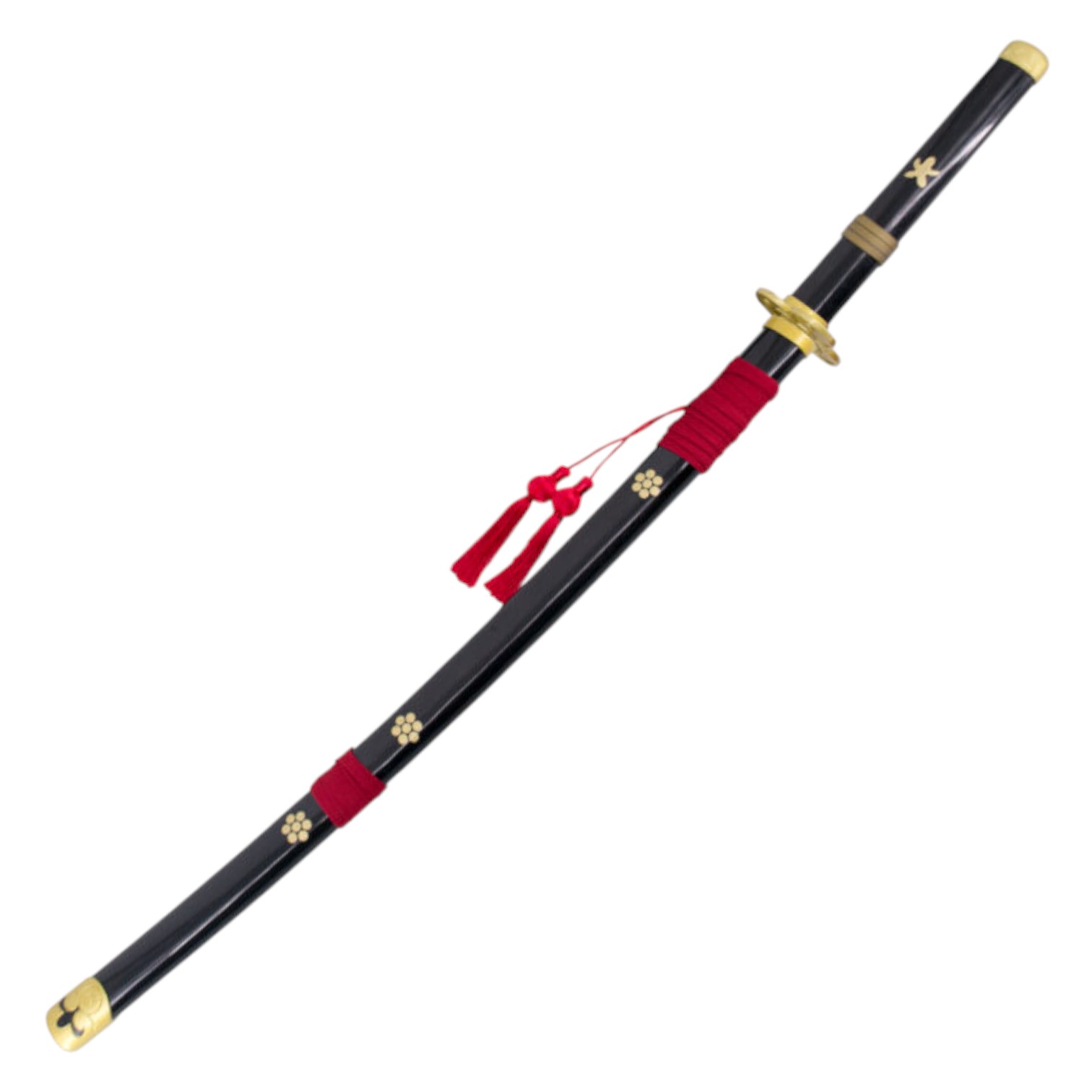 Katana Enma von Zoro in One Piece schwarzer Farbe mit goldenen und roten Details