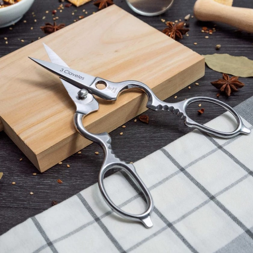 Tesoura de cozinha multifuncional removível de 8" em aço inoxidável com acabamento brilhante
