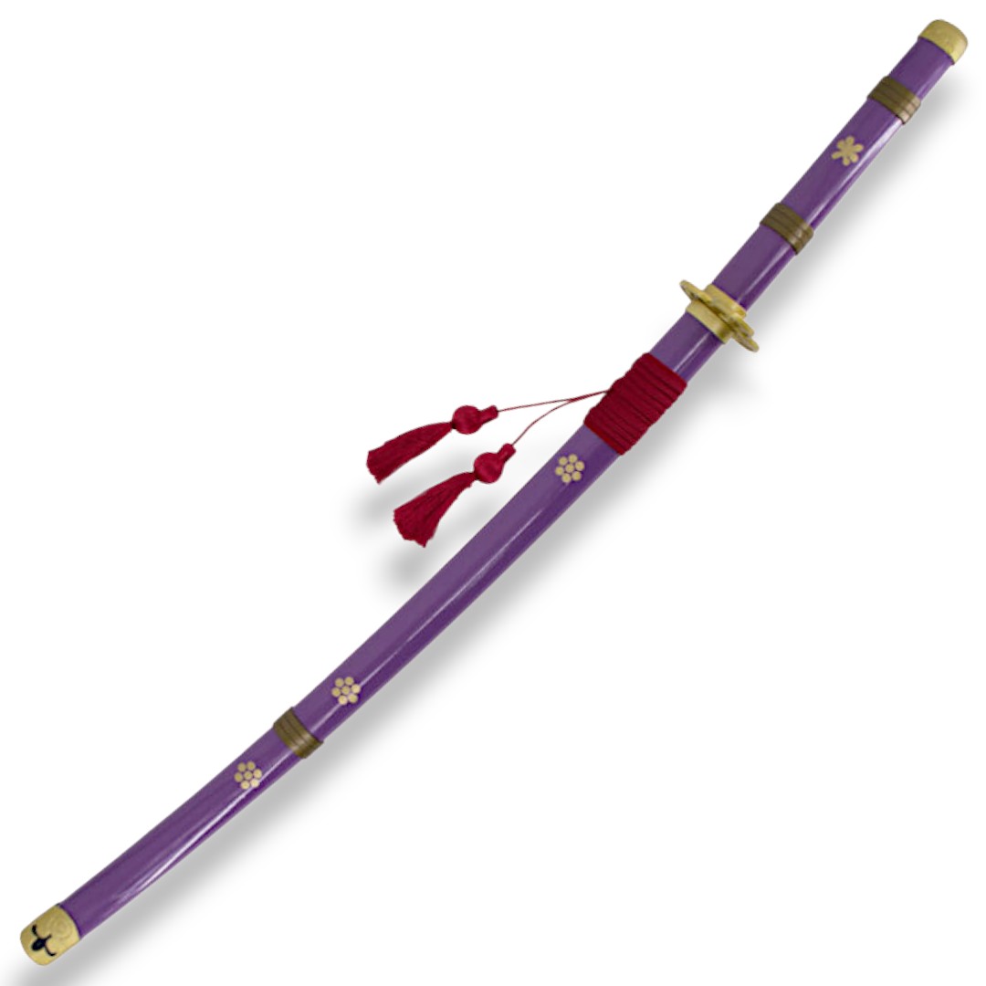 Funktionelles Katana Enma von Zoro aus One Piece lila mit goldenen Details