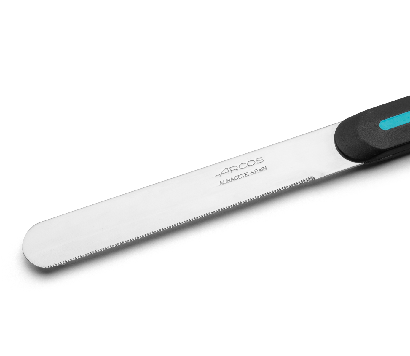 Cuchillo de mesa Arcos Nitrum negro y azul con hoja microperlada de 10 cm