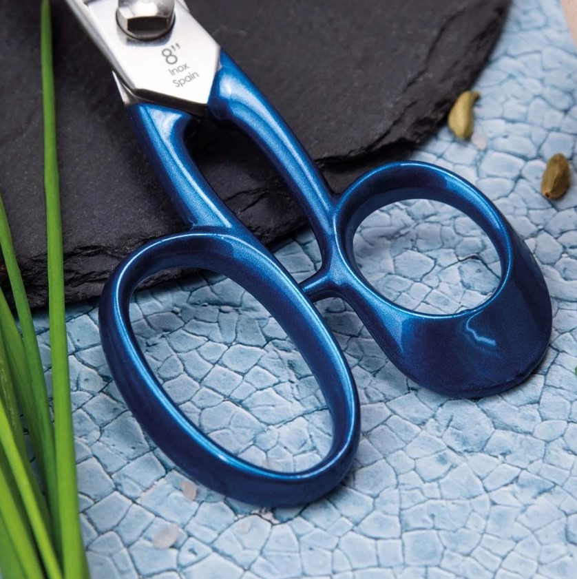 Tijera de cocina Profesional de 8" en acero inoxidable con mango azul