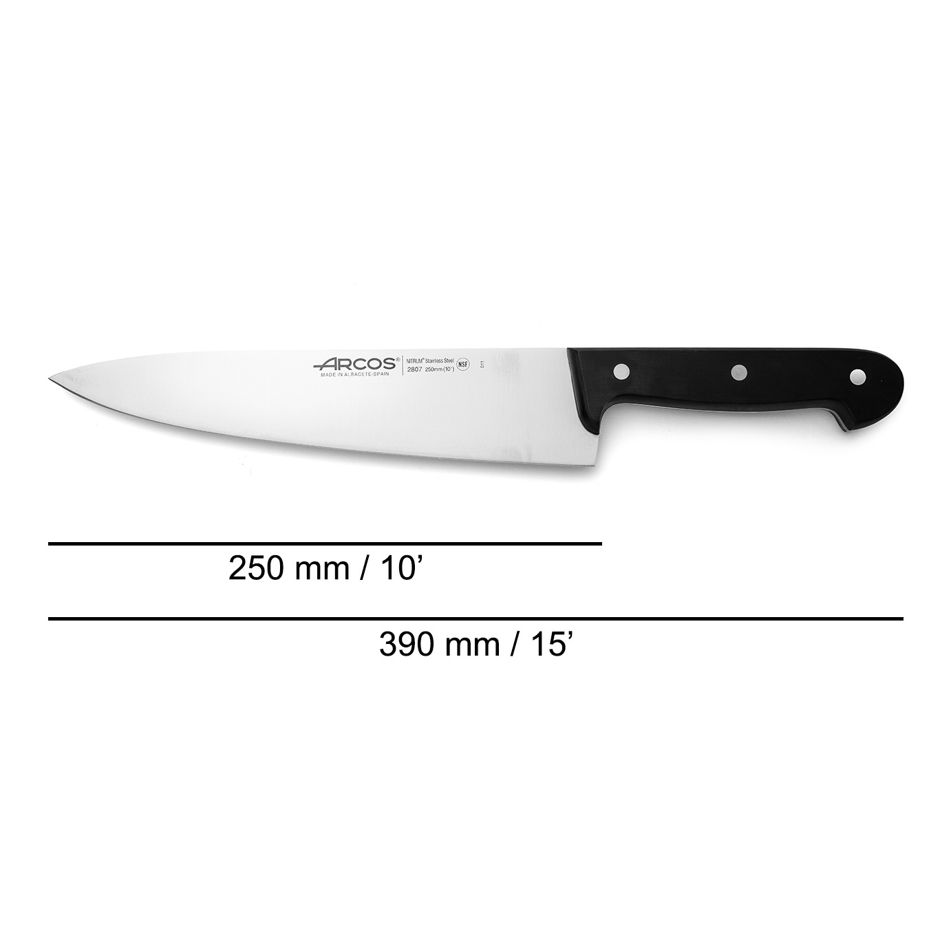 Arcos Universal Chef's Knife with 25 cm blade and Polyoxymethylene handle