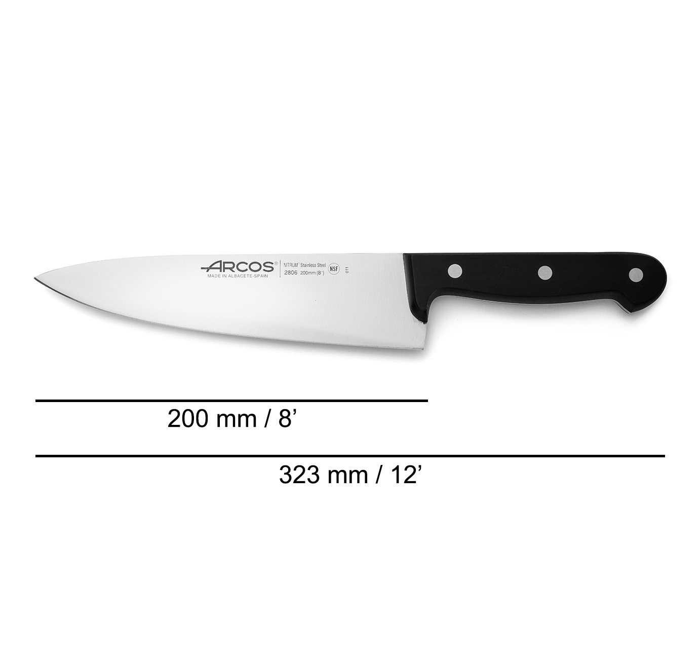 Cuchillo Cocinero Arcos Universal con hoja de 20 cm y mango de Polioximetileno