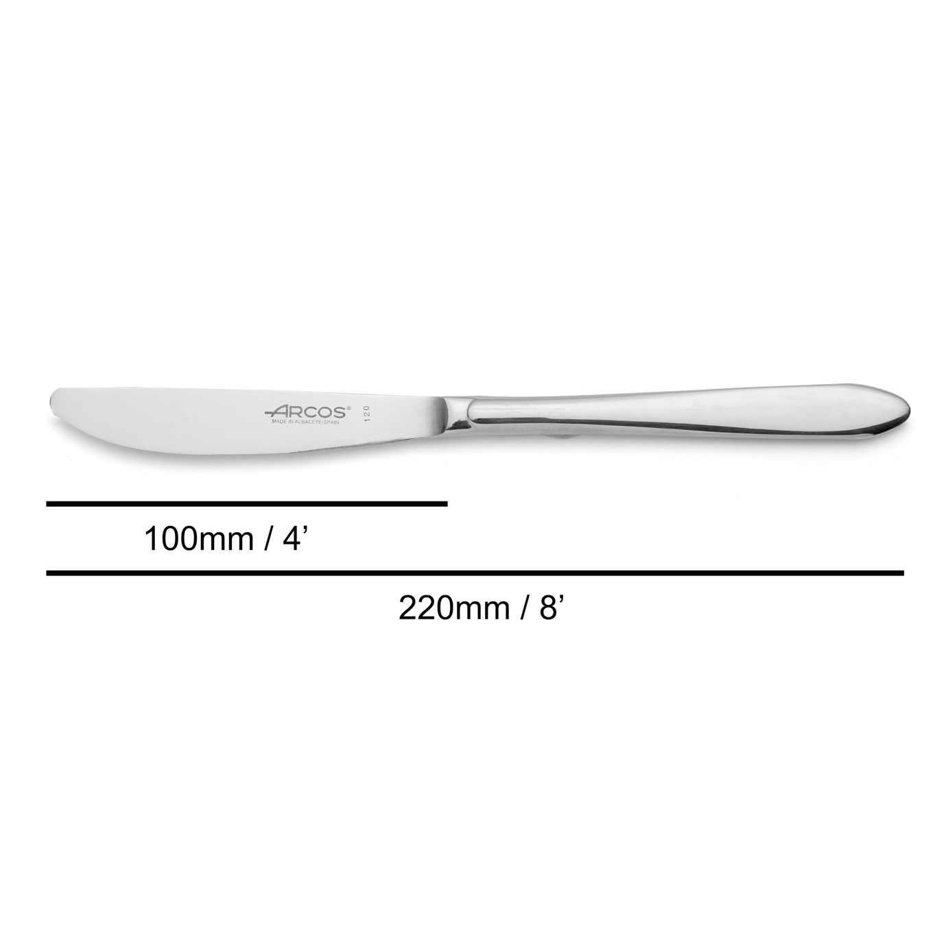 12 facas de mesa Arcos, fio micro-pérola, série Berlim, aço inoxidável, 220 mm