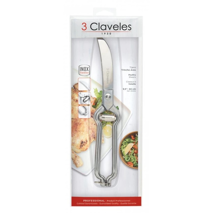 Tijera trincha aves 3 Claveles de 24 cm pulido