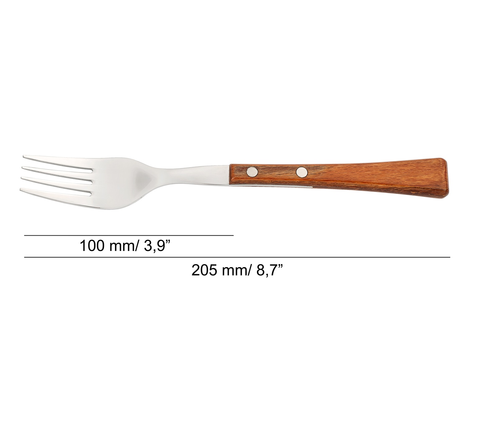 12 garfos de mesa Arcos Manchega de 205 mm com cabos de madeira comprimida