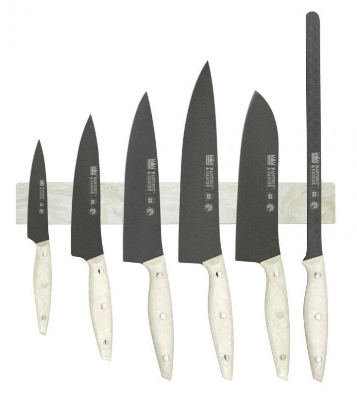 Set imán con 6 cuchillos cocineros de teflón y mango de plástico ...