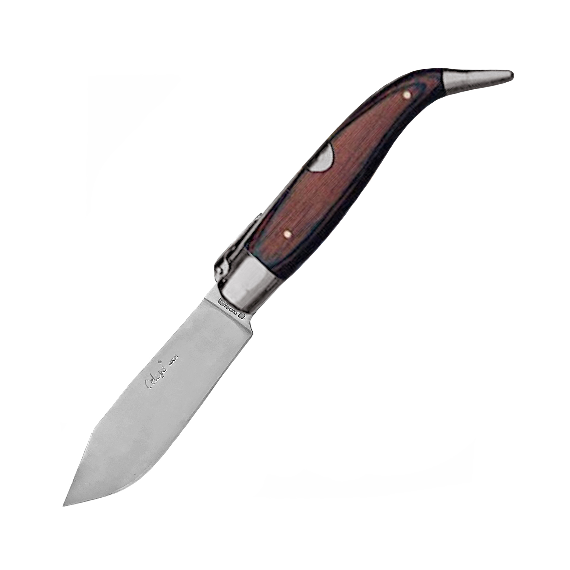 Navaja Pastora artesana con mango madera roja y virola de alumini...