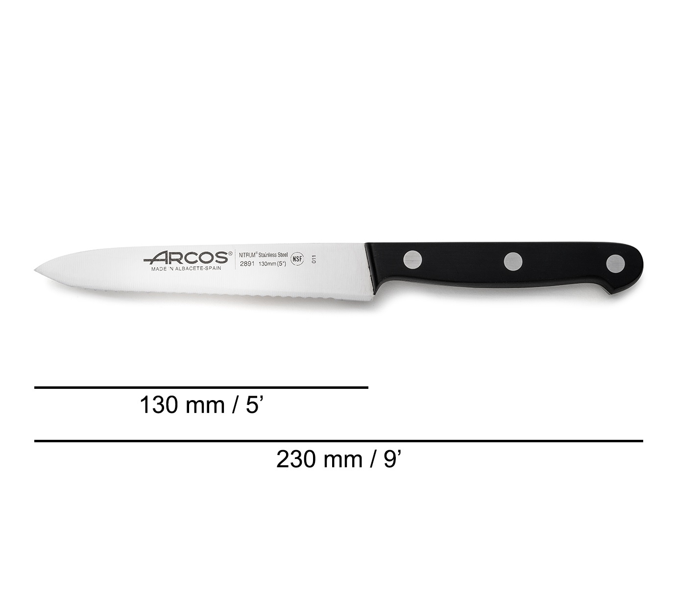 Cuchillo tomatero Arcos Universal 130 mm con mango de polioximetileno negro