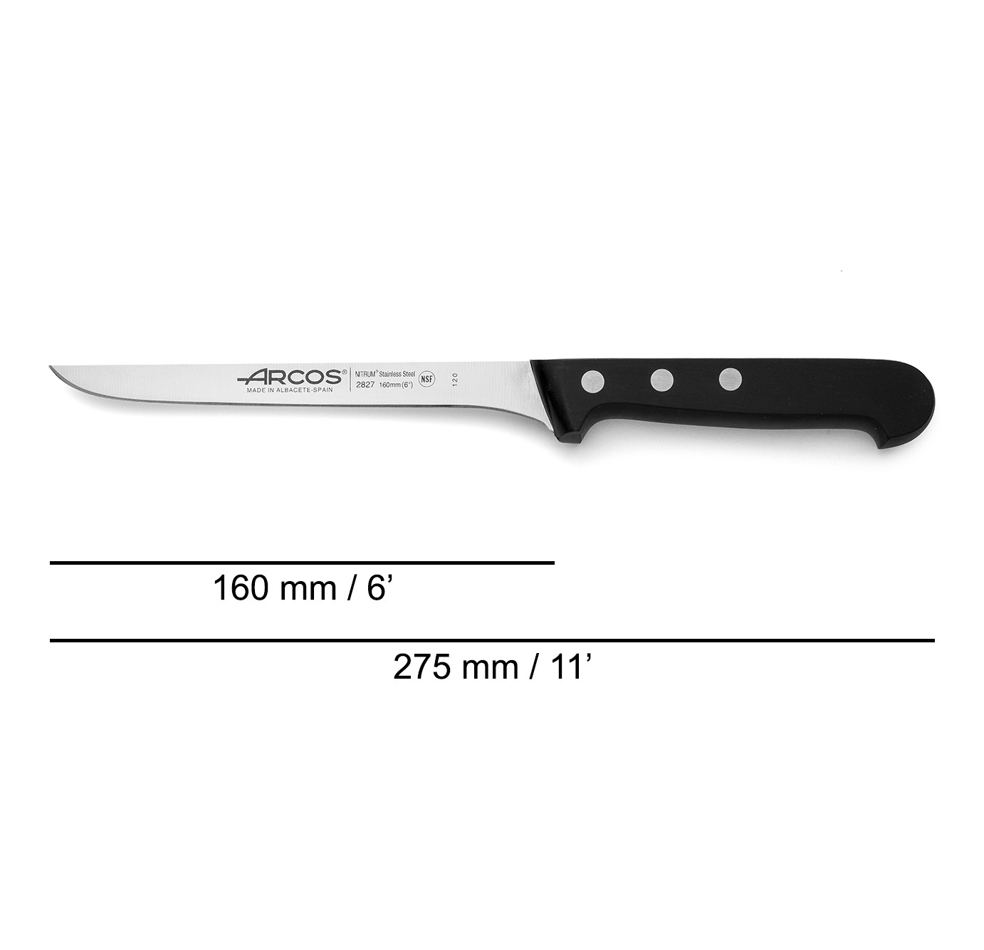 Cuchillo fileteador Arcos Universal 160 mm con mango de polioximetileno negro