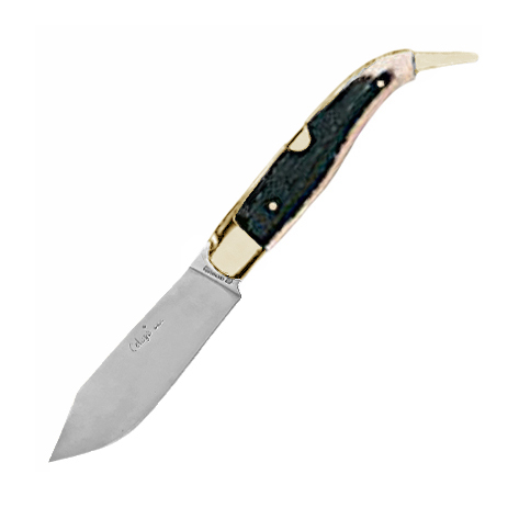 Navaja Pastora artesana con mango de asta de ciervo y virola de l...