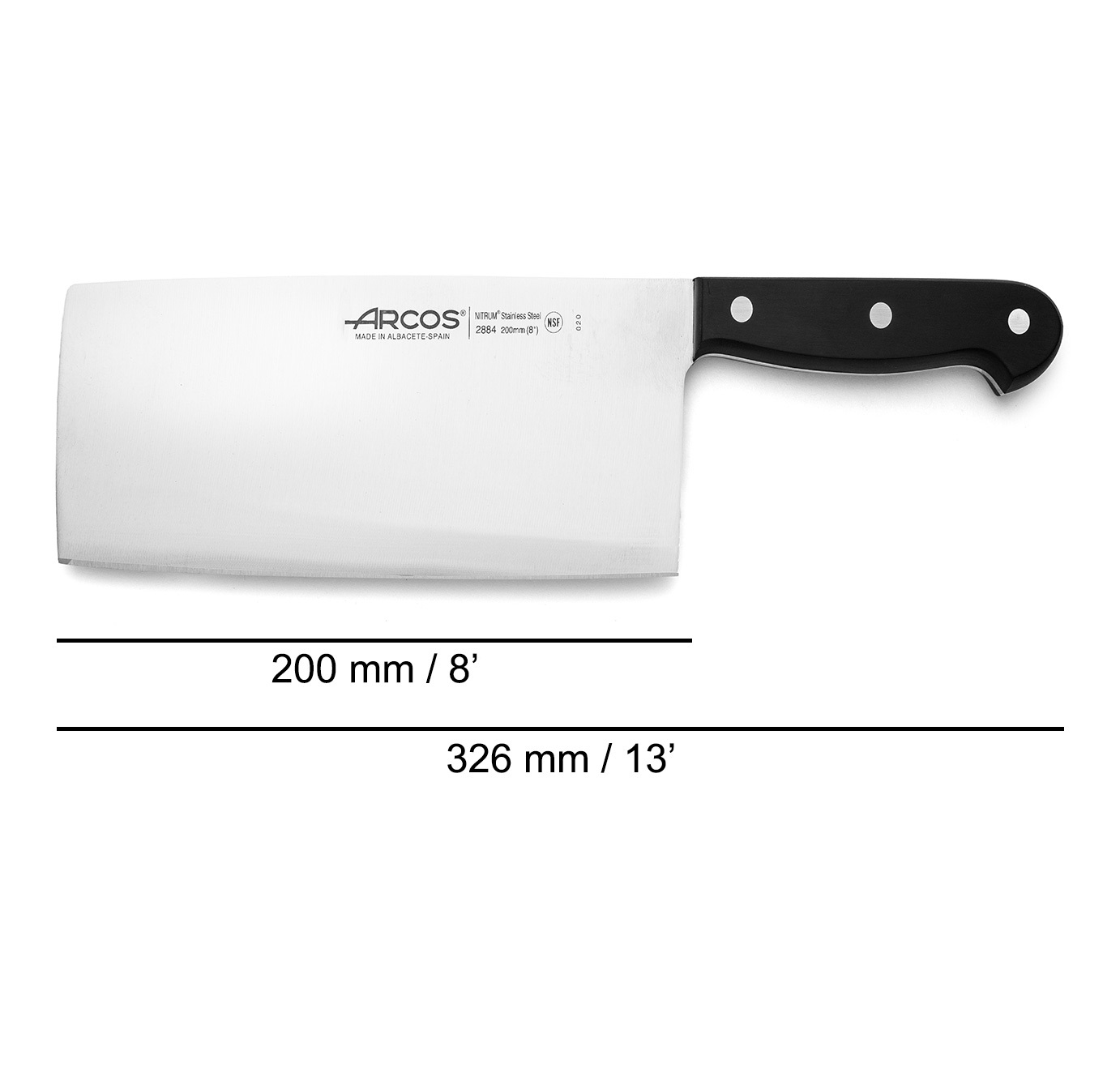 Cutelo de cozinha Arcos Universal com cabo em polioximetileno preto e lâmina de 200 mm