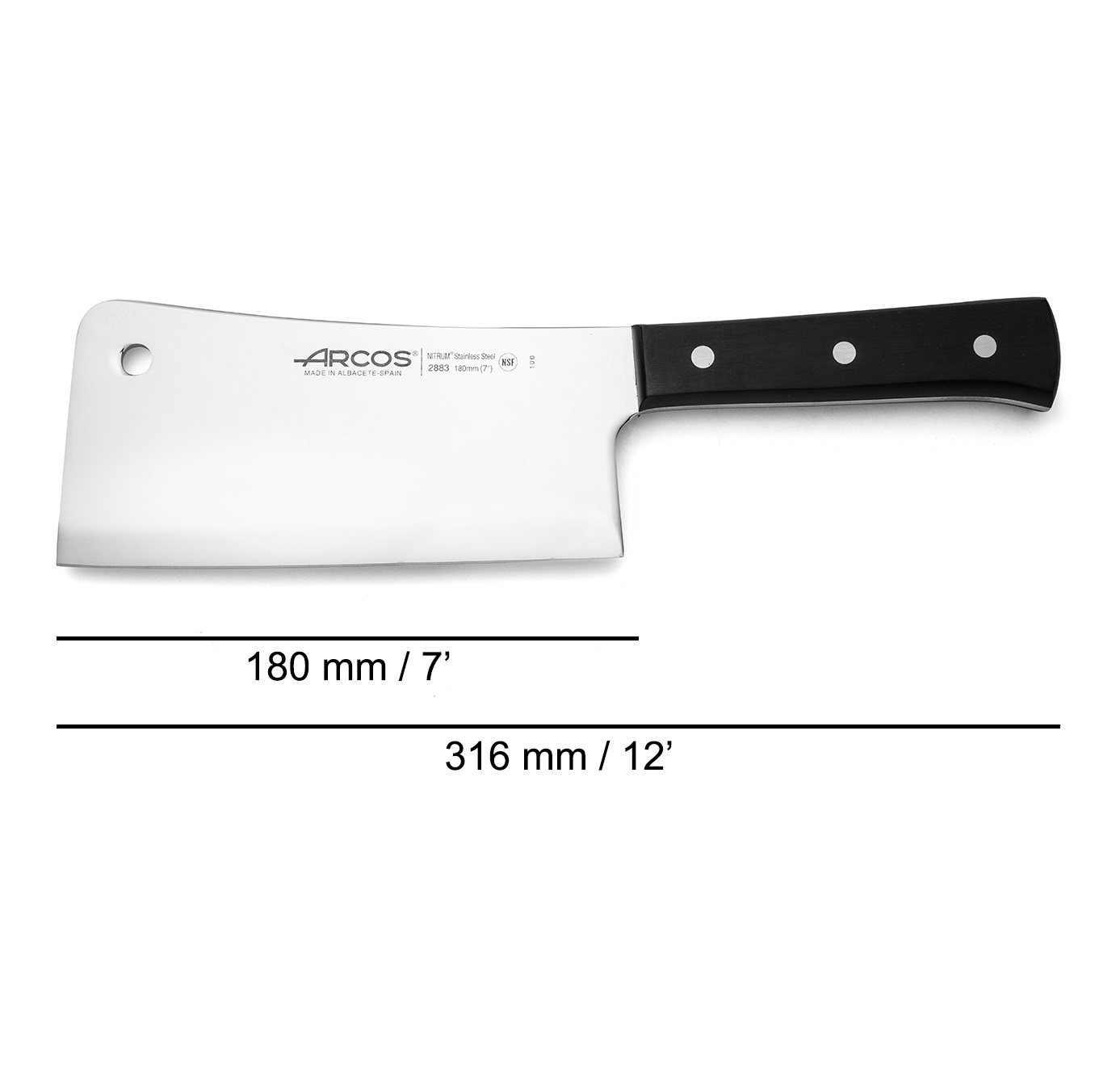 Cutelo de cozinha Arcos Universal com cabo em polioximetileno preto e lâmina de 180 mm