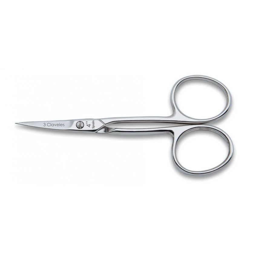 Tijera de bordar curva 3 Claveles de 4"