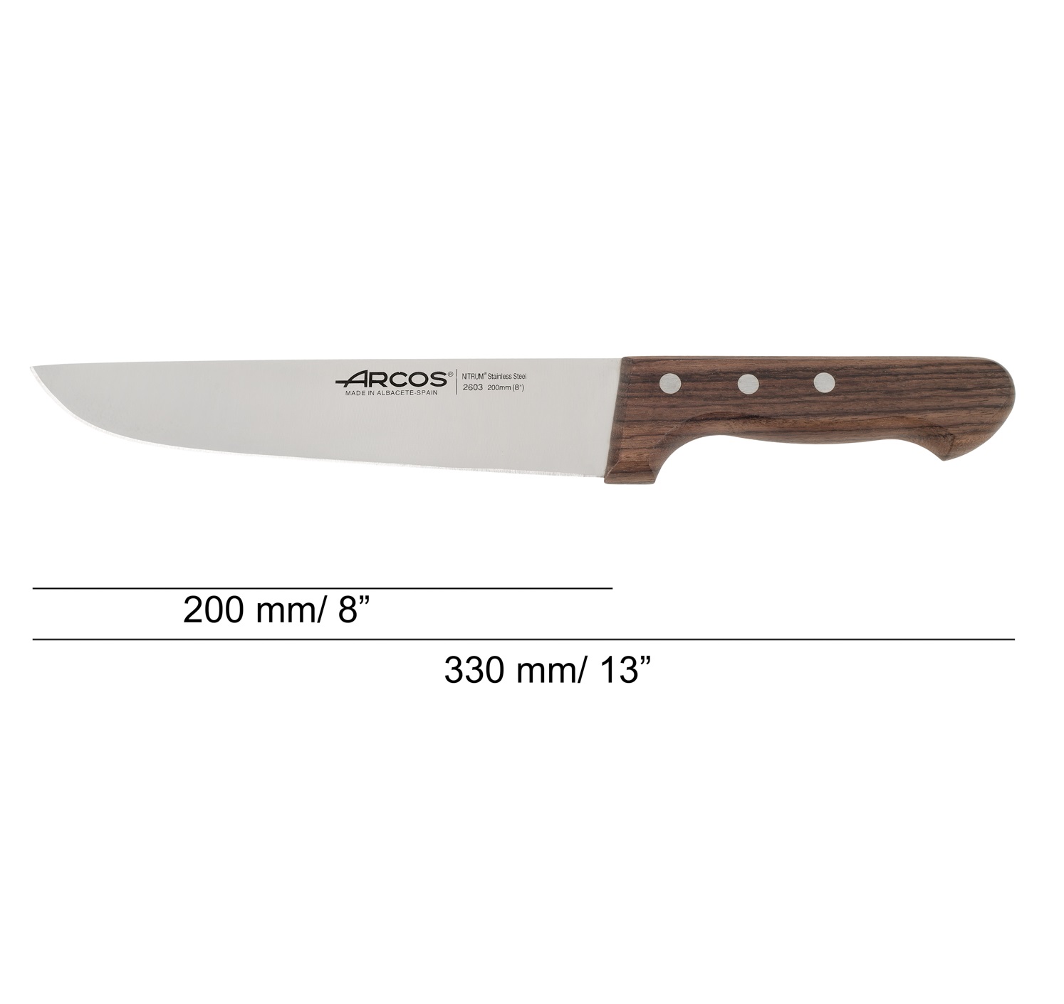 Cuchillo carnicero Arcos Atlántico con mango de madera de palisandro y hoja de 200 mm