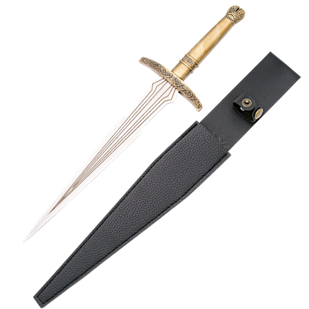 Adaga de Loki com punho de cor bronze e bainha preta