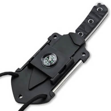 Cuchillo de supervivencia con brujula y encendedor en la funda