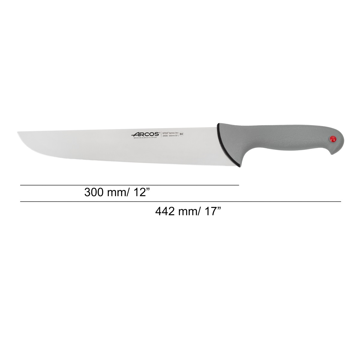 Coltello da macellaio Arcos con lama Colour Prof da 300 mm e manico grigio a doppia iniezione