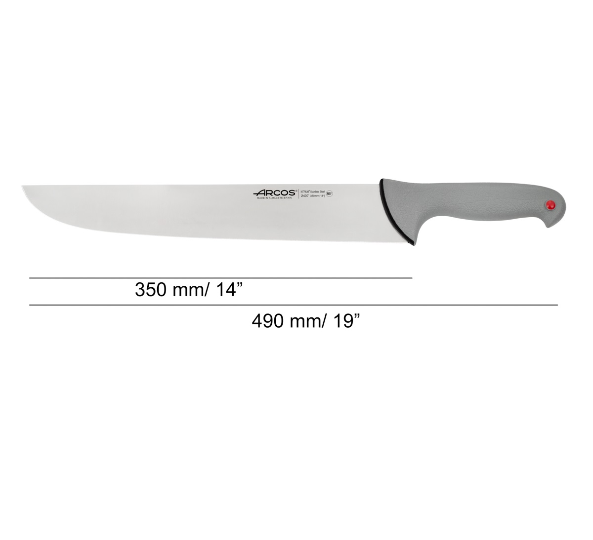 Couteau de boucher Arcos avec lame Colour Prof de 350 mm et manche gris double injection