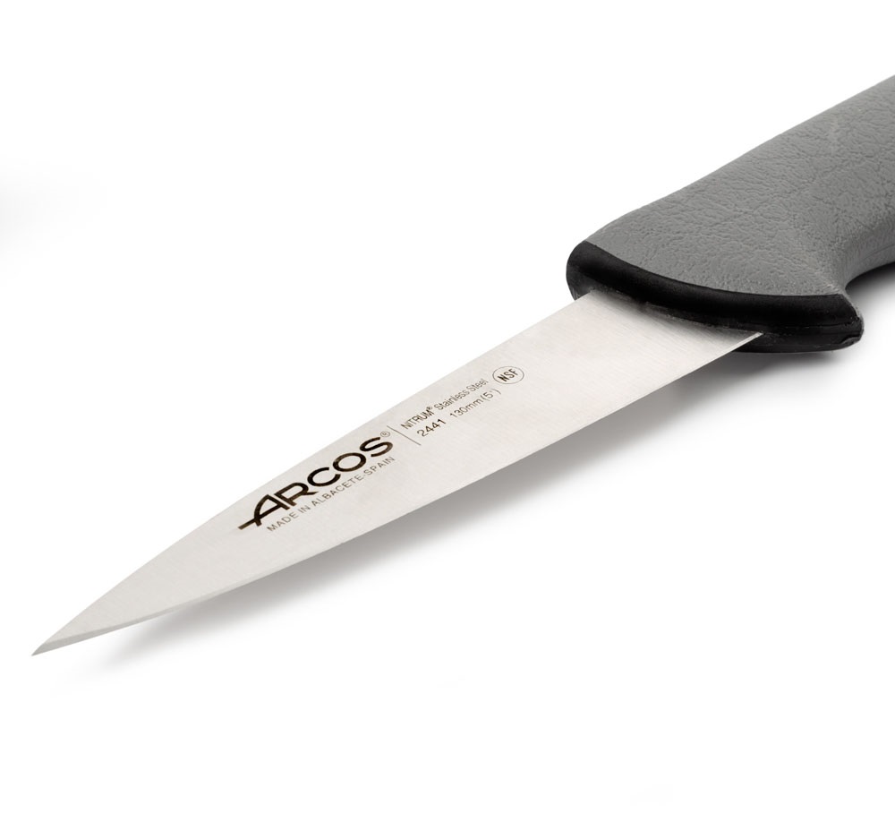 Faca de talho Arcos Point com lâmina Color Prof de 130 mm e cabo de dupla injeção cinzento