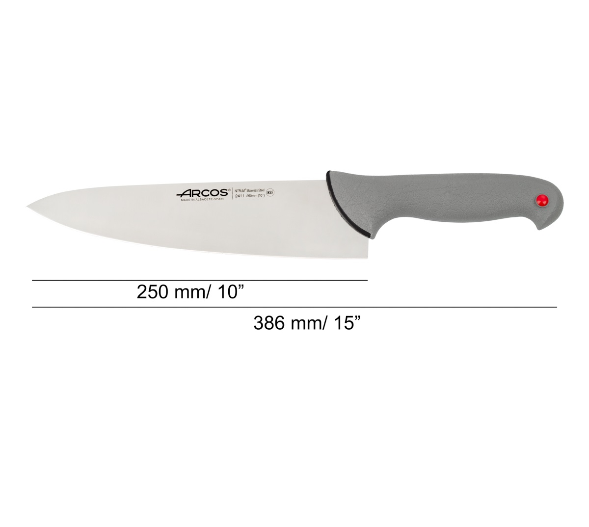 Cuchillo cocinero Arcos con hoja de 250 mm Colour Prof con mango doble inyectado gris