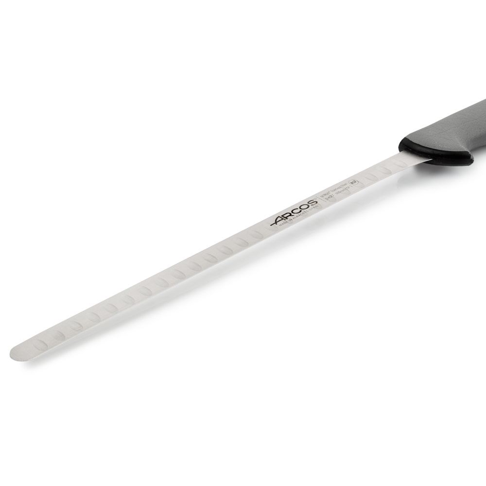Cuchillo jamonero punta redonda Arcos con hoja alveolada de 30 cm Colour prof mango doble inyección gris