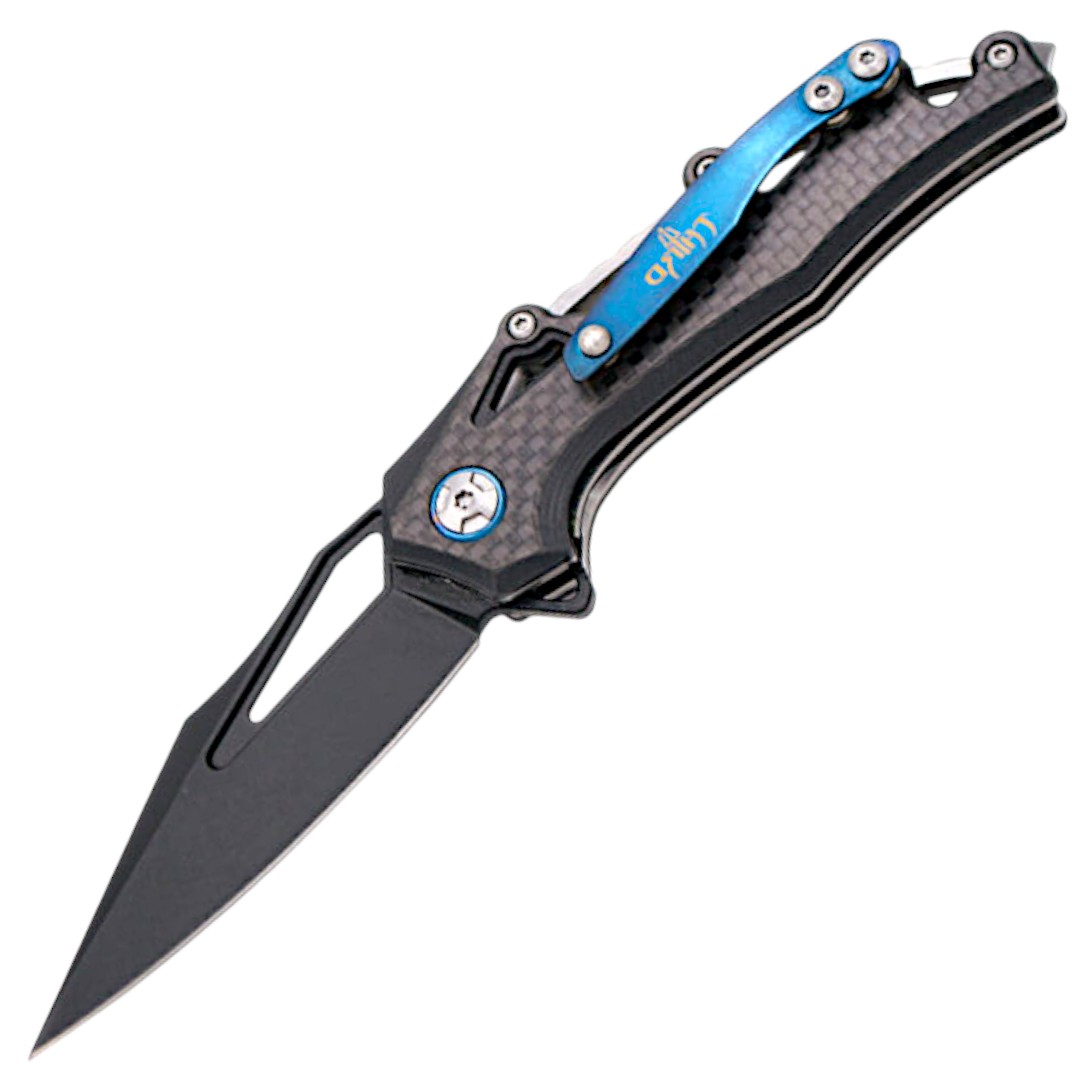 Thunder pocket knife with black blued blade K4110