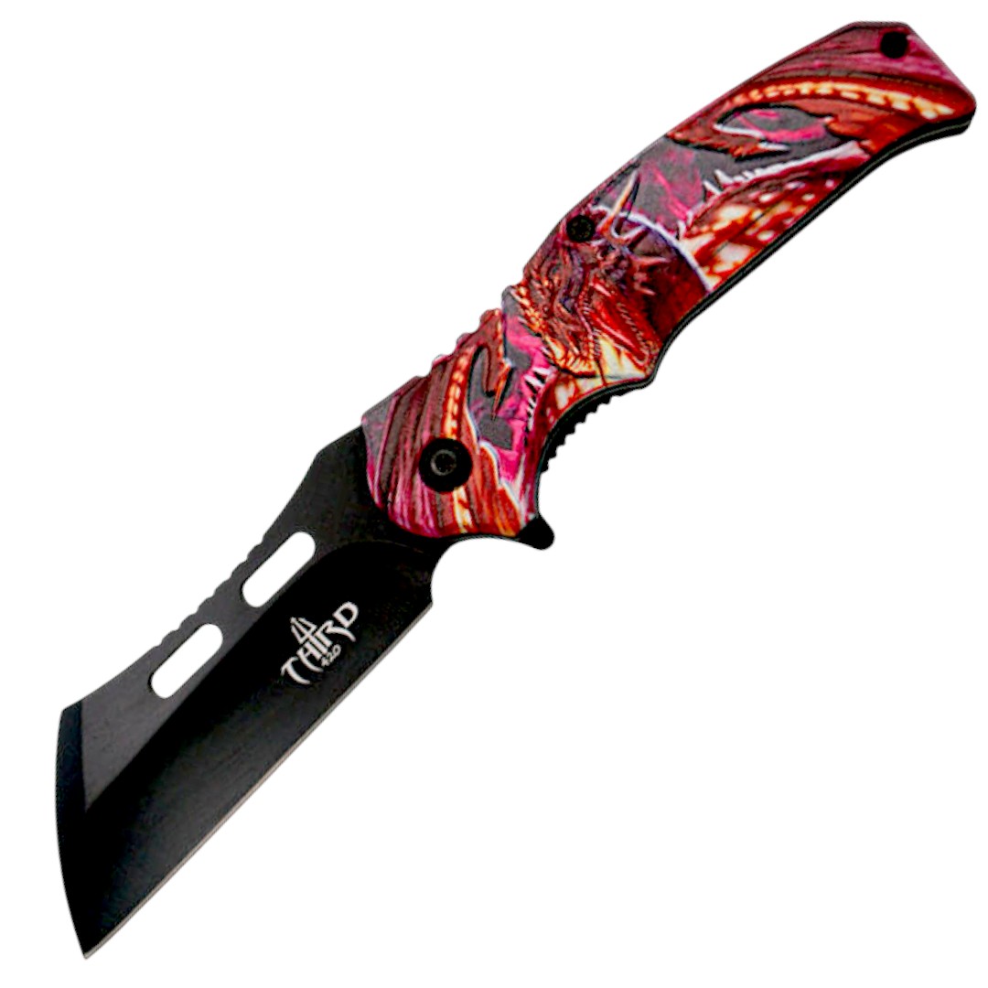 Navaja asistida con mango 3D dragón