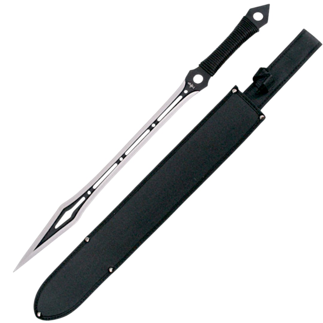 Machete com lâmina de aço 420 preta e acetinada e cabo preto com ...