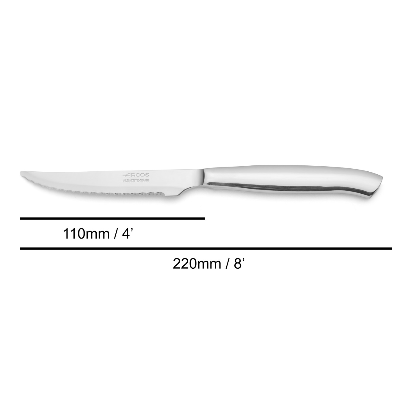 12 coltelli da bistecca Arcos in acciaio inossidabile da 220 mm con bordo seghettato