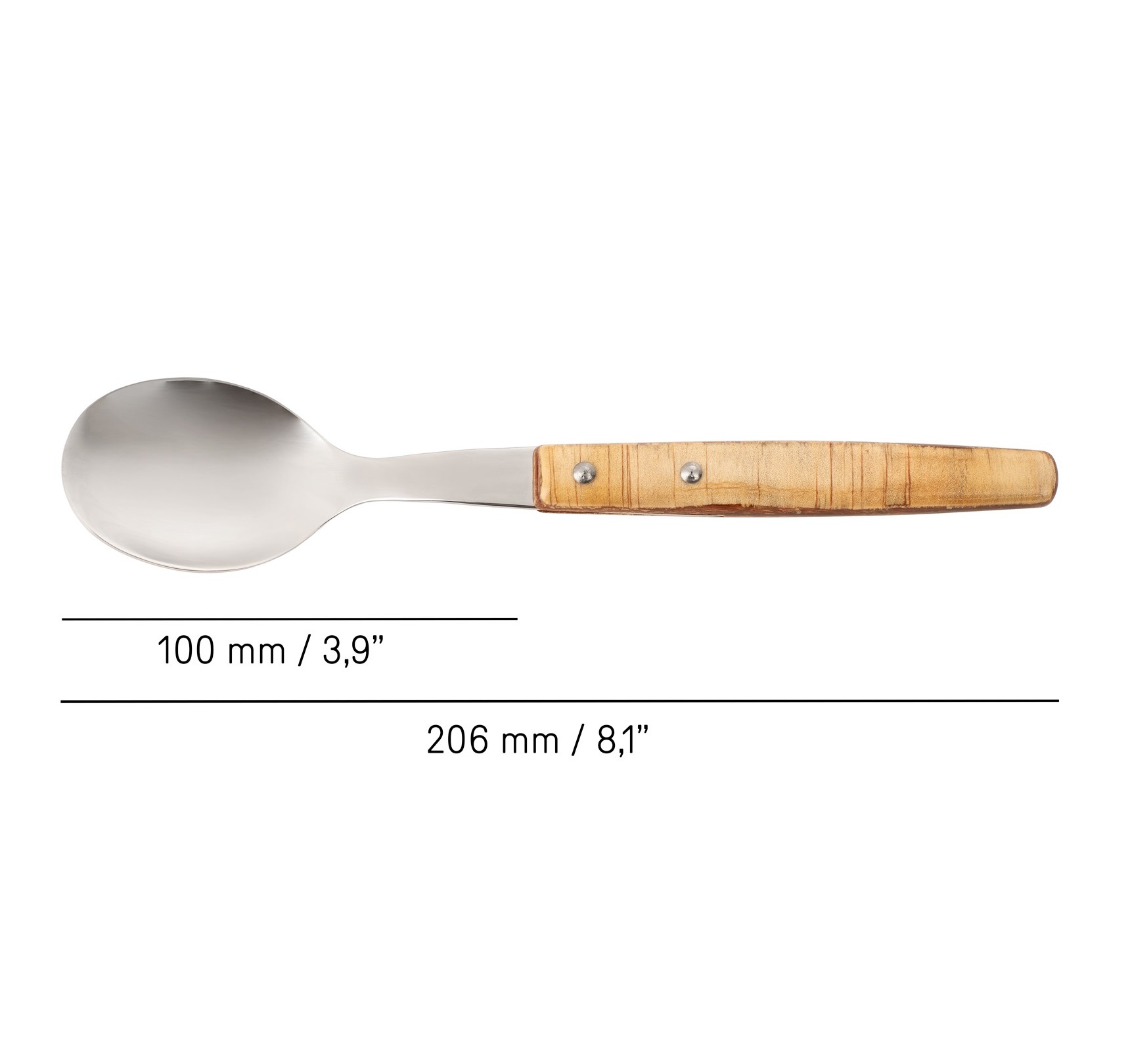 12 cucharas de mesa 205 mm Arcos con mango de madera comprimida marrón claro